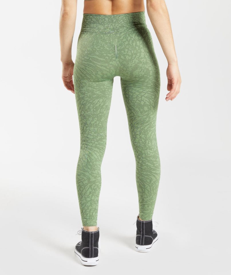 Women's Gymshark Adapt Animal Seamless Leggings Green | NZ 3HNIYF